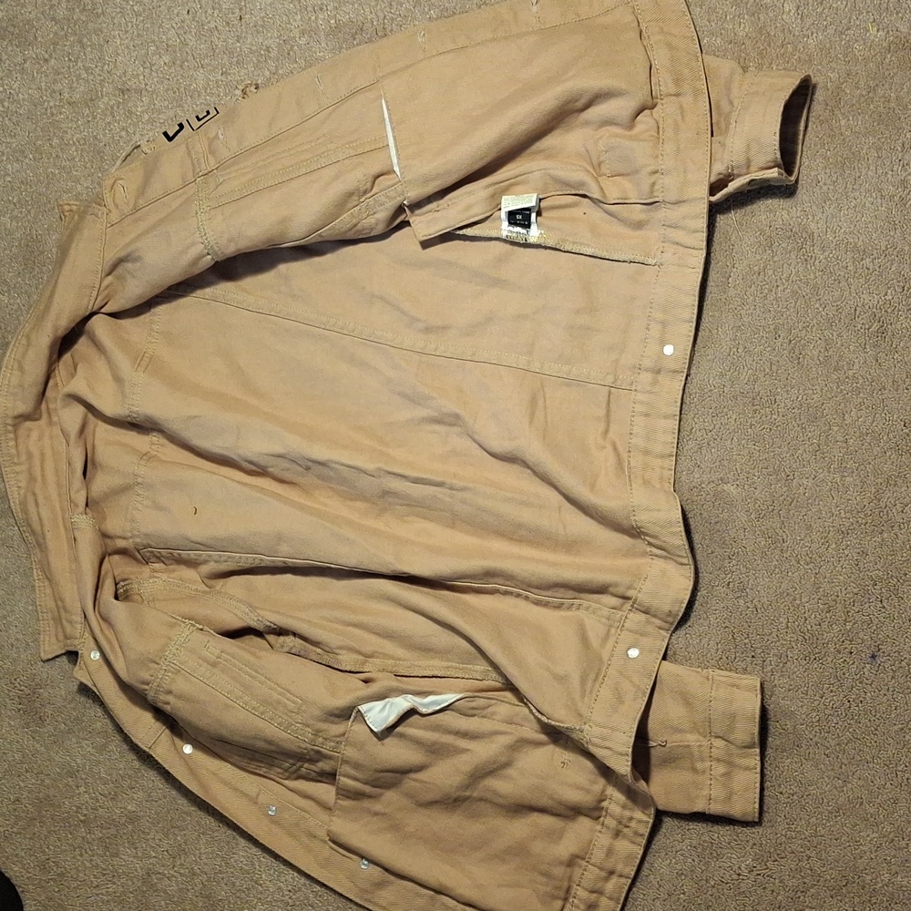 SHEIN tan Denim Jacket with Graphic Text - Picture 5 of 5
